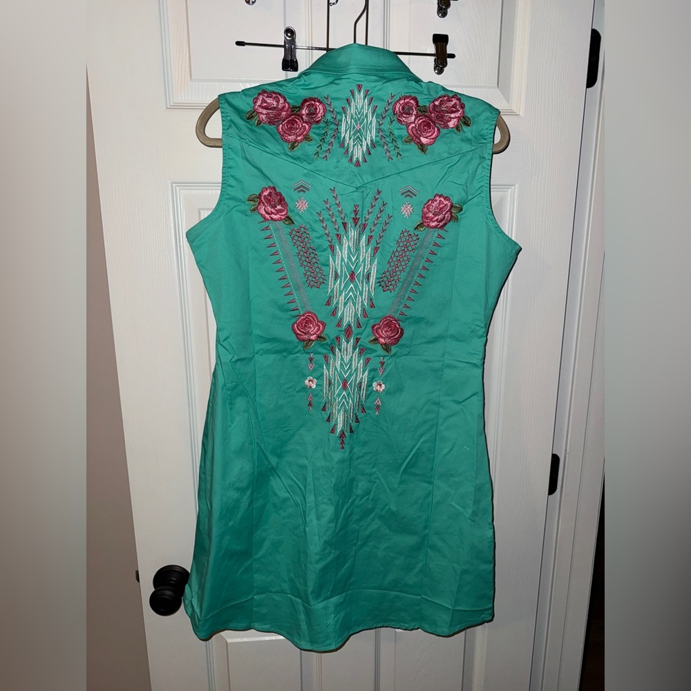 Lucky & Blessed Turquoise Sleeveless Dress - Picture 5 of 6